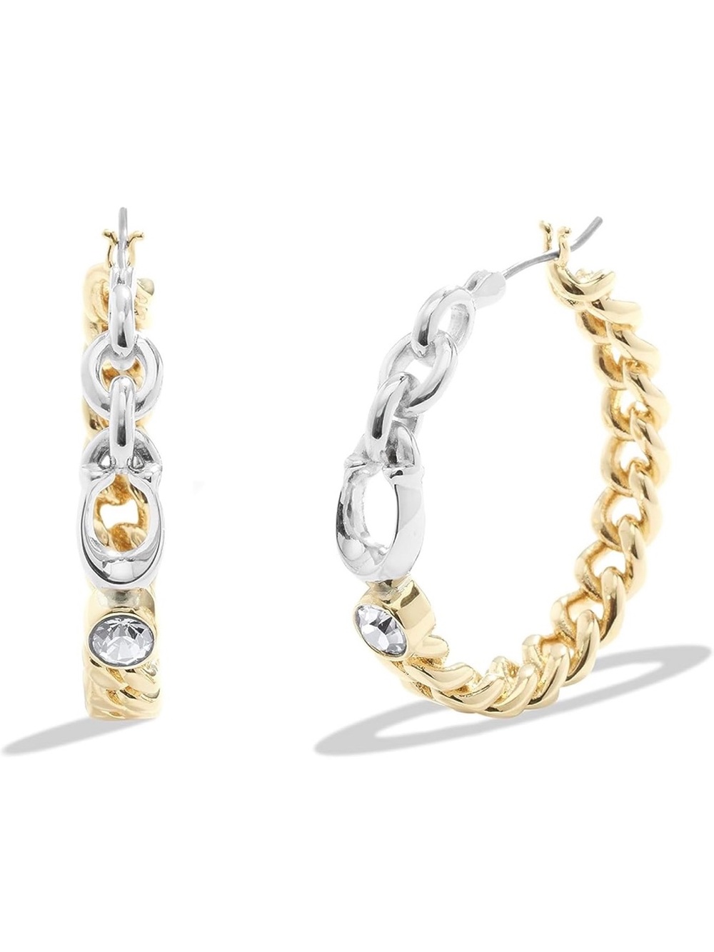 COACH Signature Mixed Chain Hoop Earrings